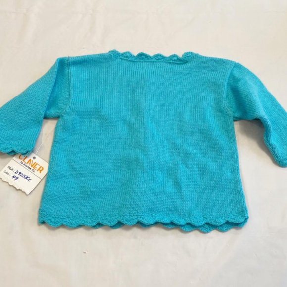 Claver Baby Girl Blue 6 m Cardigan Cotton Knit sweater w Embroidered Ladybug-NWT - Picture 2 of 6